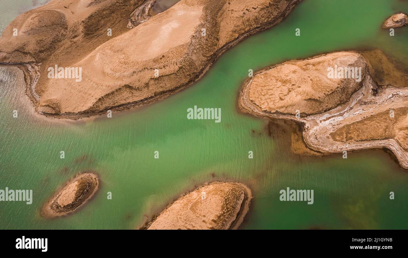 A top view of islands in green waters Stock Photo - Alamy