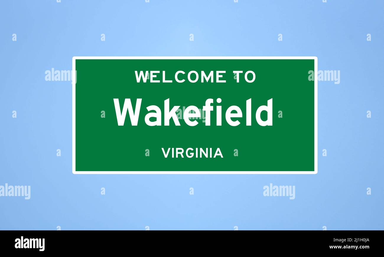 Wakefield, Virginia city limit sign. Town sign from the USA Stock Photo