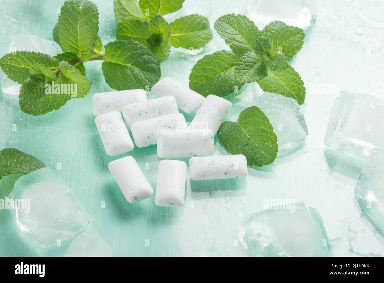 Chewing gum with mint and ice Stock Photo