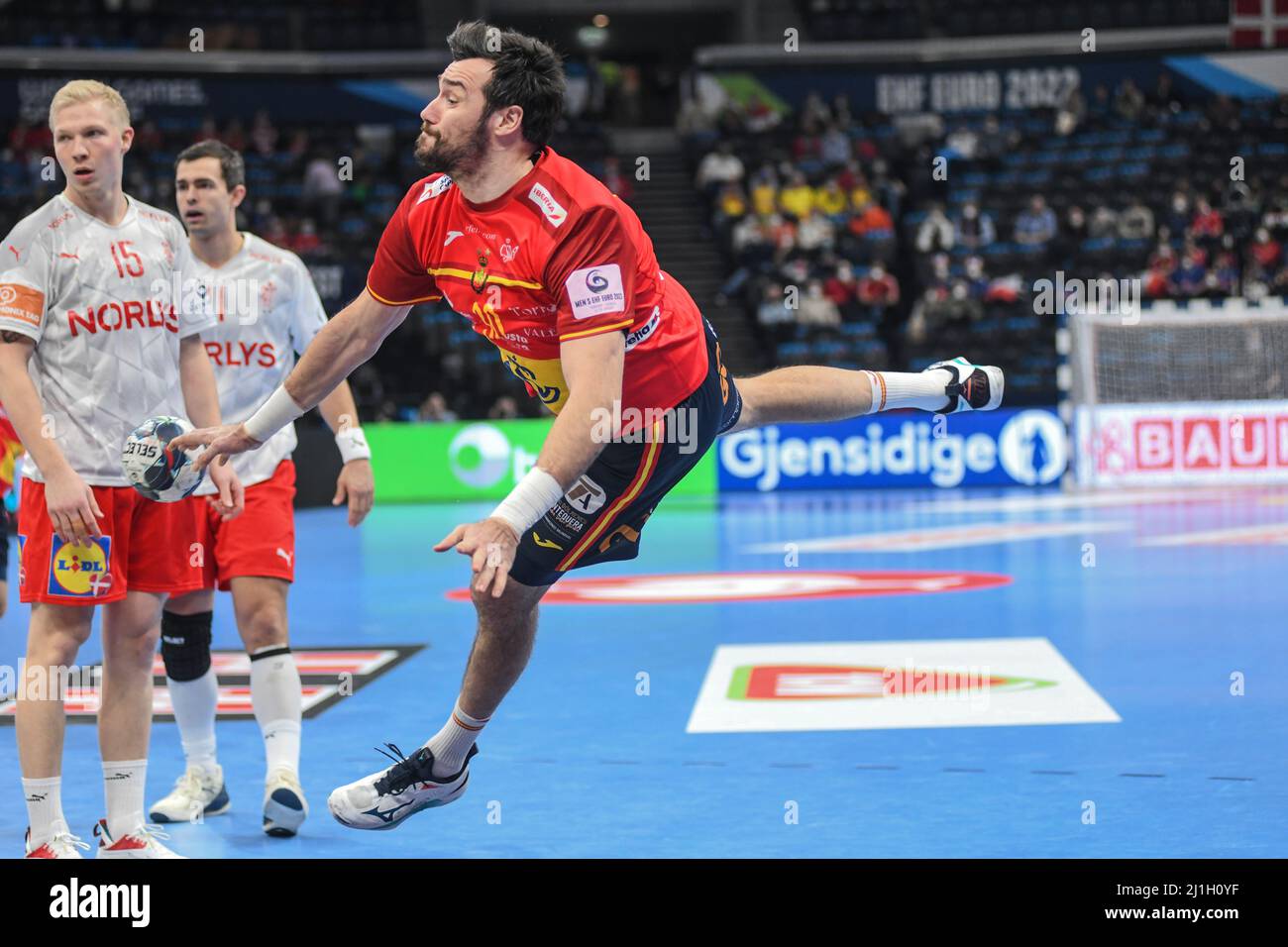 Gedeon Guardiola (Spain) against Denmark. EHF Euro 2022. Semifinals Stock Photo
