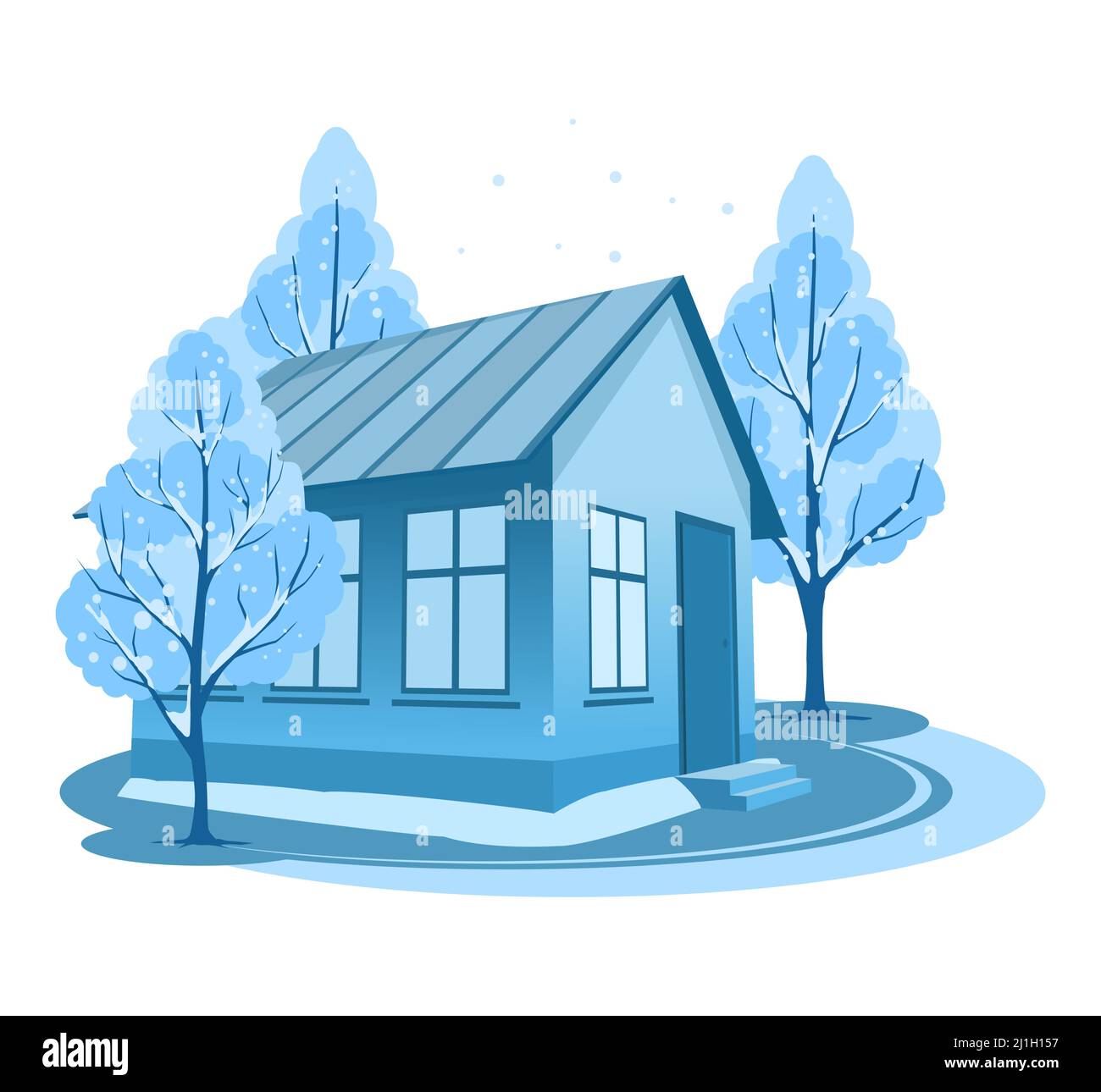 Winter landscape. House surrounded by trees Stock Vector Image & Art ...
