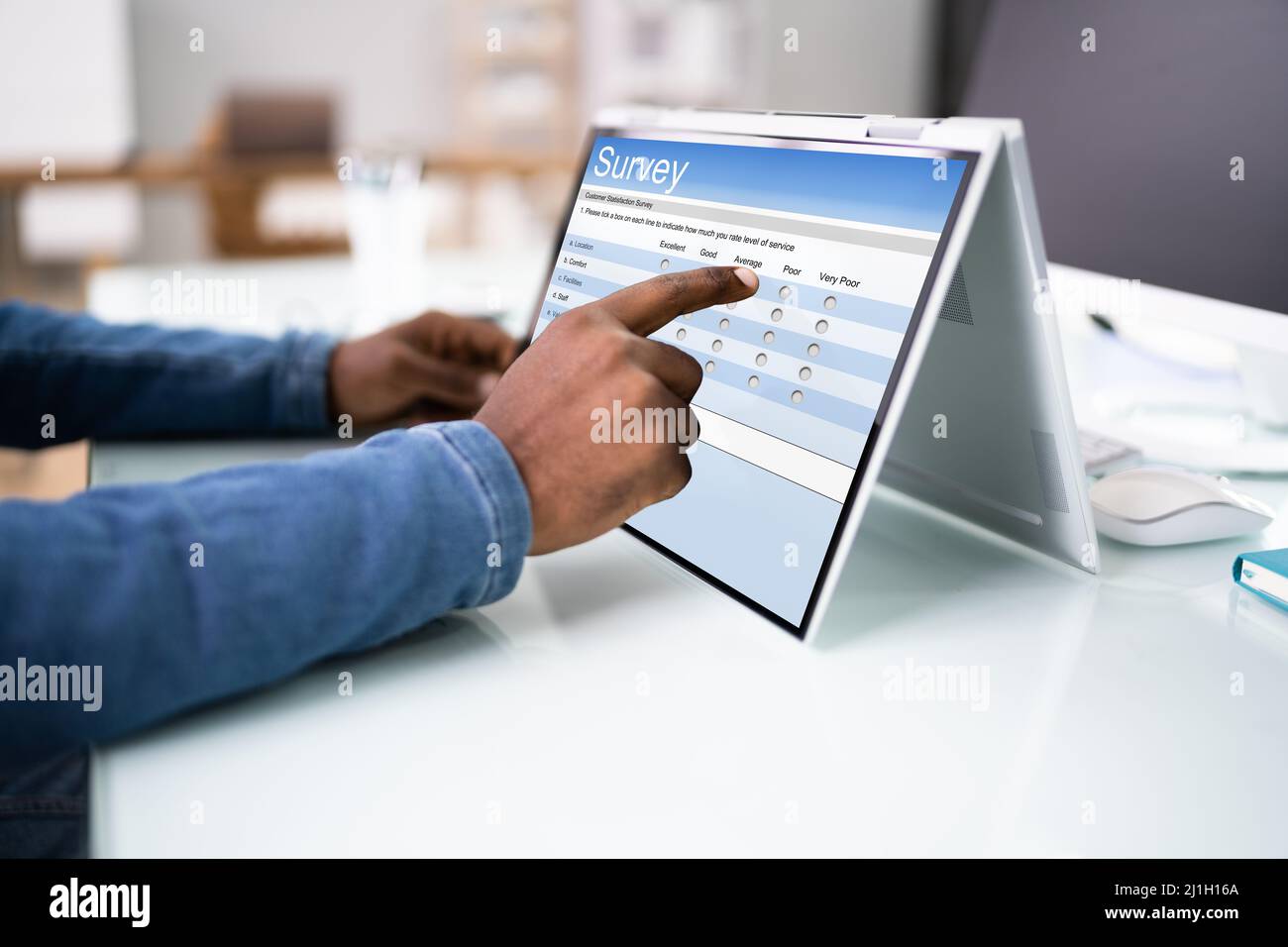 Online Survey Poll And Digital Research Form On Screen Stock Photo - Alamy