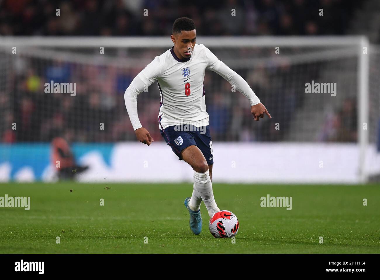 Bournemouth, UK. 25th Mar, 2022. 25th March 2022 ; Vitality Stadium Bournemouth, Dorset, England; Euro U21 Qualification, England versus Andorra; Jacob Ramsey of England brings the ball forward Credit: Action Plus Sports Images/Alamy Live News Stock Photo
