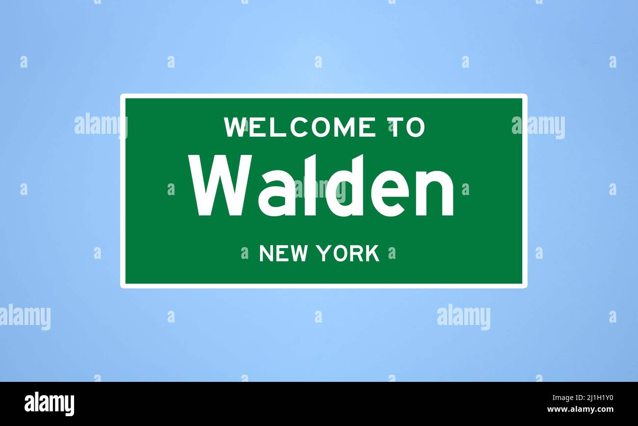 Walden, New York city limit sign. Town sign from the USA Stock Photo