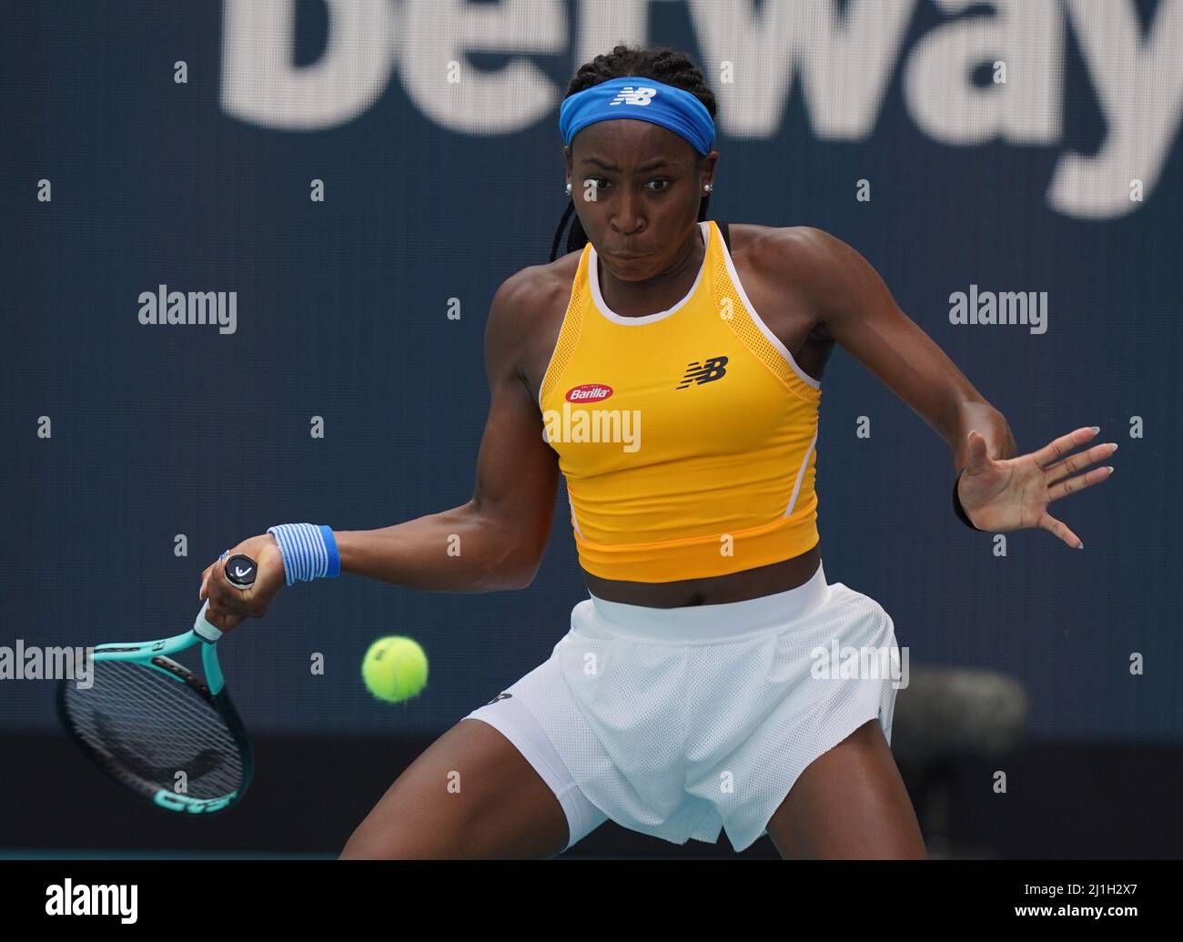 Miami Gardens FL, USA. 25th Mar, 2022. Coco Gauff Vs Wang Qiang during