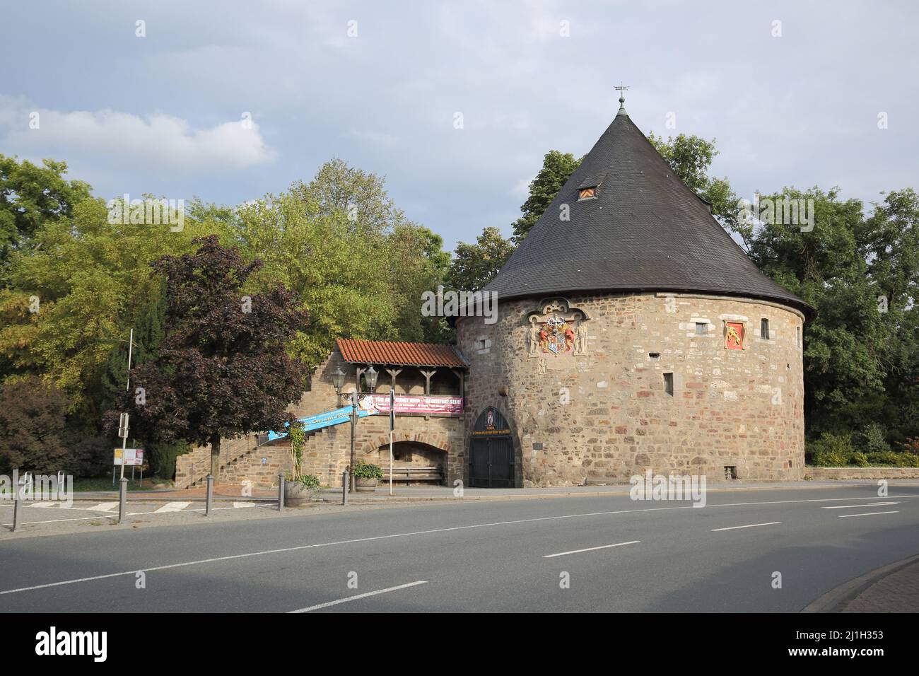 Historical city wall rotunda in Hann. Munden, Lower Saxony, Germany Stock Photo