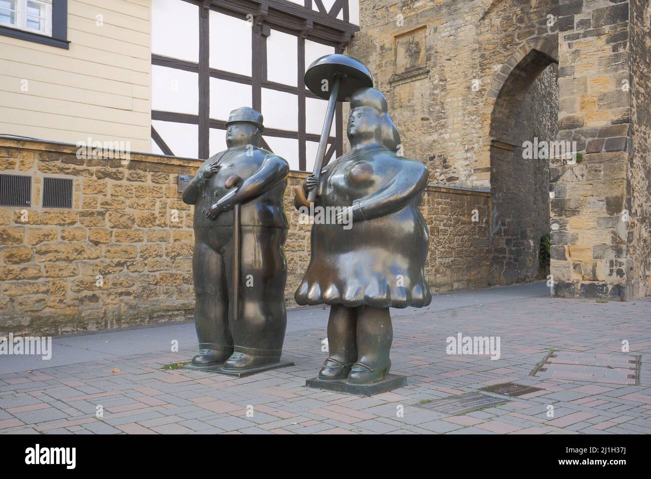 Sculptures at the Rosentor in Goslar, Lower Saxony, Germany Stock Photo