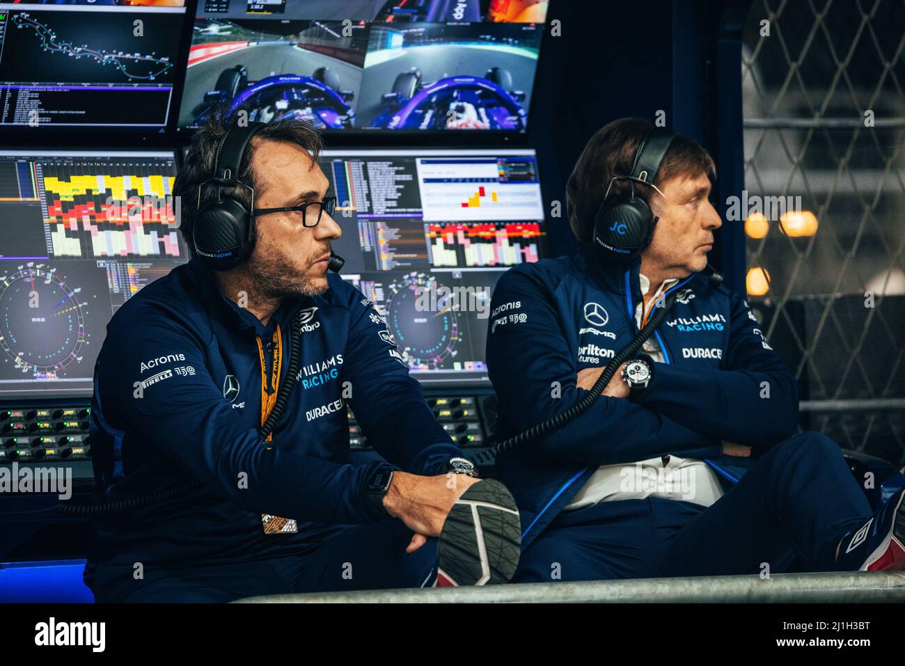 (L to R): Sven Smeets (GER) Williams Racing Sporting Director with Jost ...