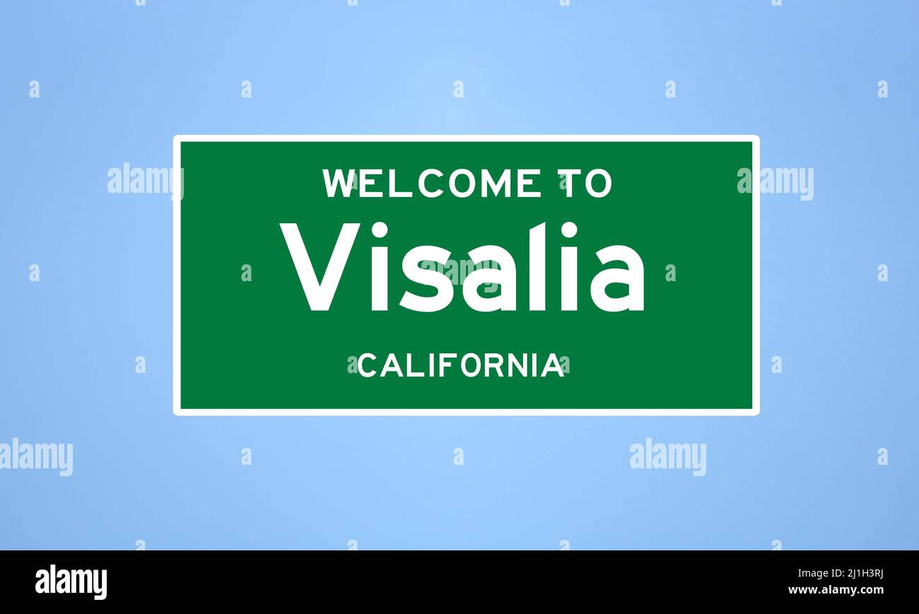 Visalia, California city limit sign. Town sign from the USA Stock Photo