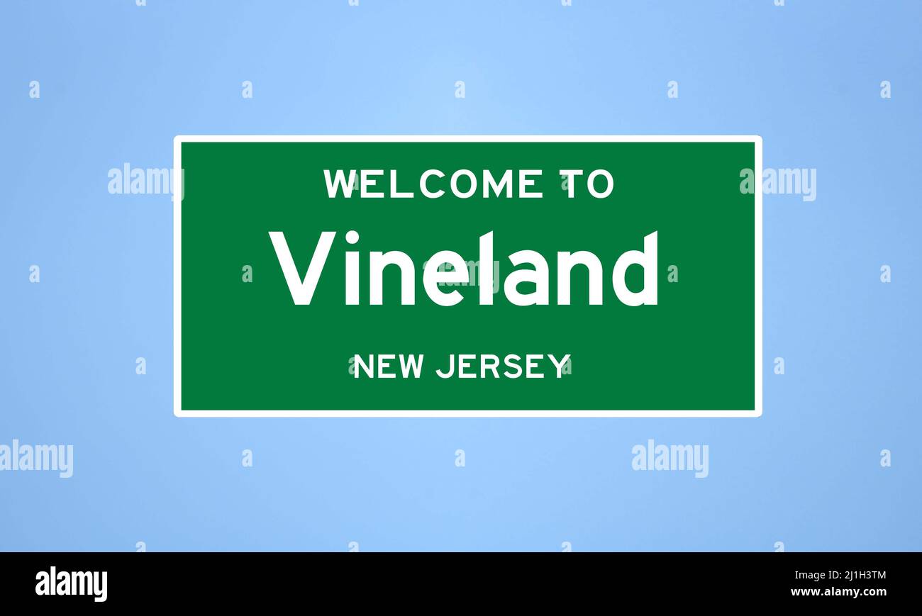 Vineland, New Jersey city limit sign. Town sign from the USA Stock Photo Alamy