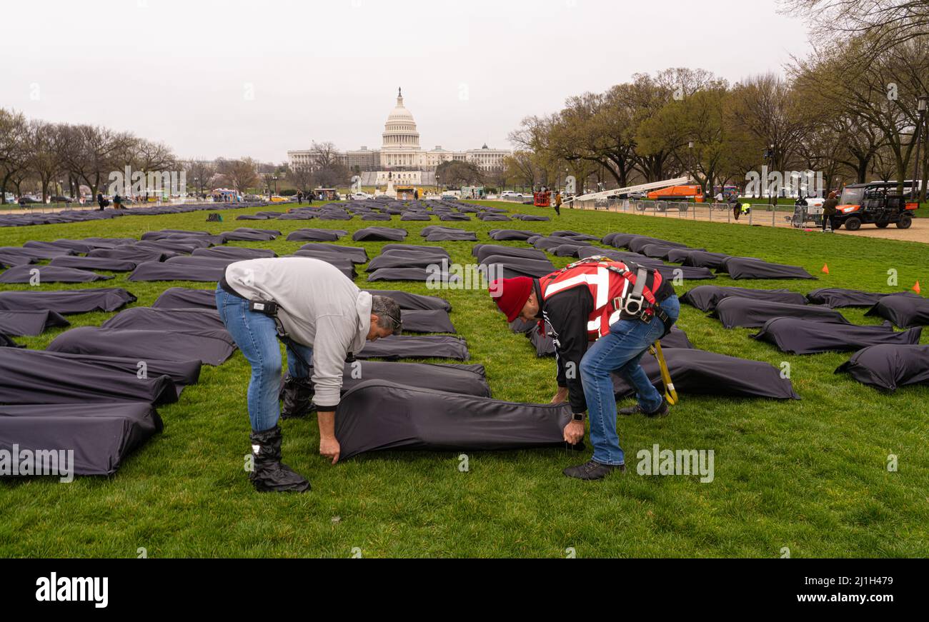 Spread out over a section of grass on the National Mall in Washington