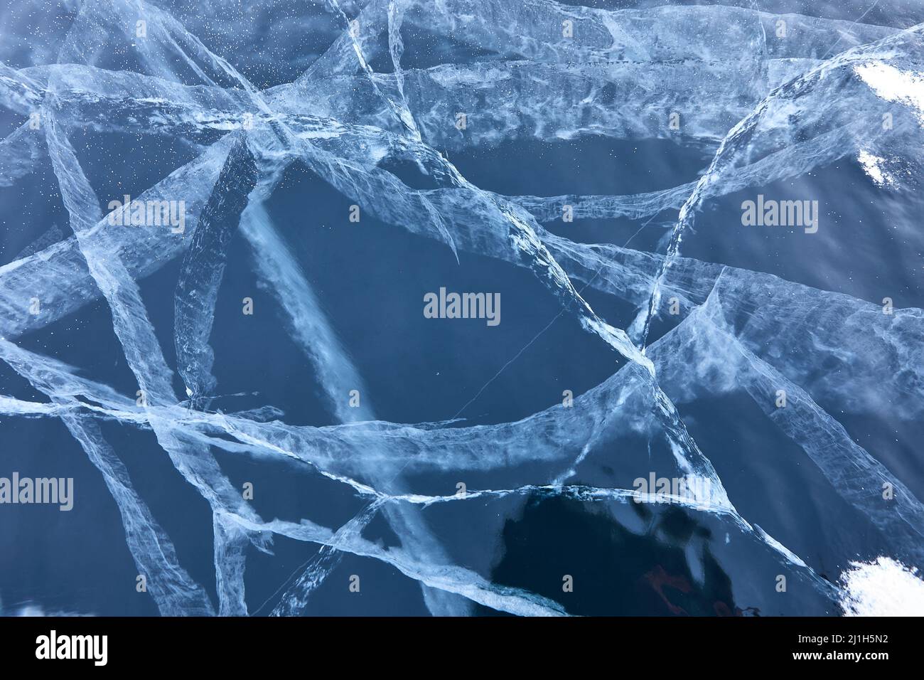 Amazing ice pattern on Baikal lake Stock Photo
