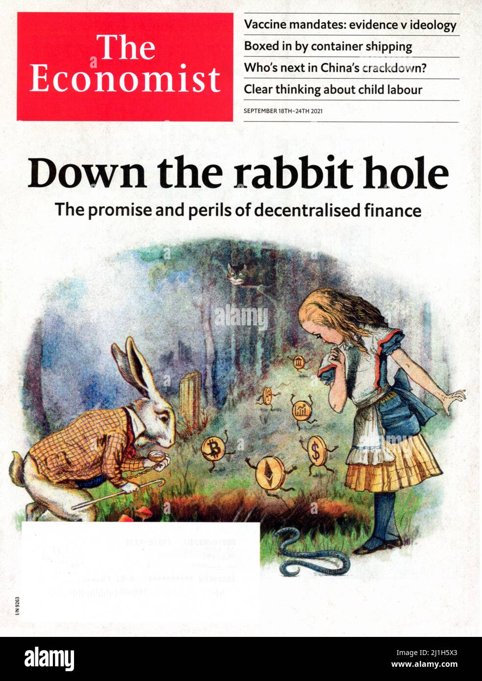 18 - 24 September 2021 issue cover of 'The Economist' British Magazine Stock Photo