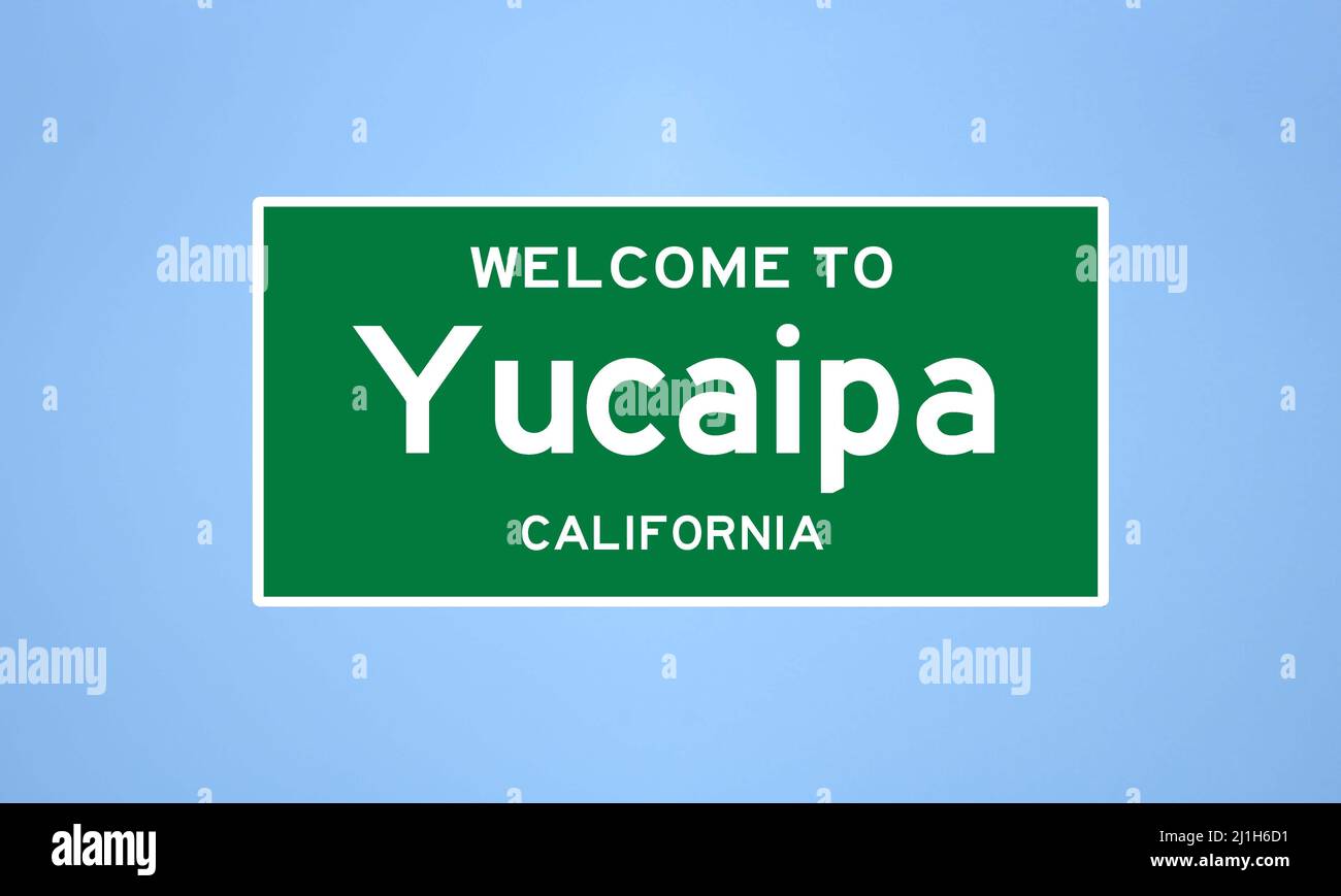 Yucaipa, California city limit sign. Town sign from the USA. Stock Photo