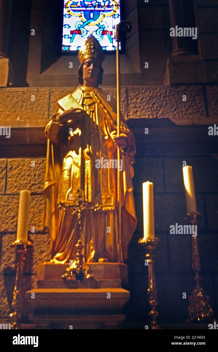 Monaco Cathedral of Our Lady Immaculate Interior Statue of Saint Nicholas Stock Photo