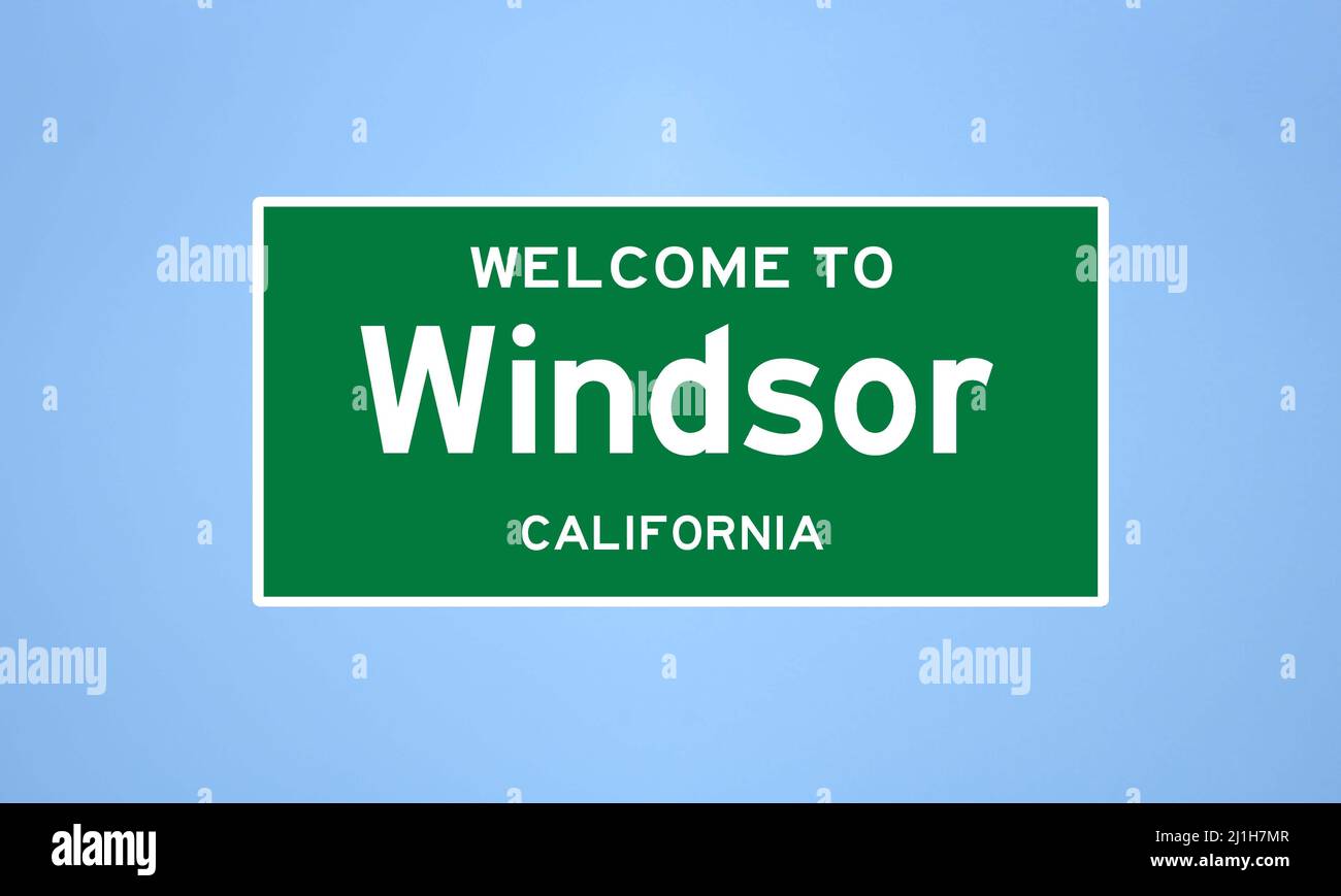 Windsor, California city limit sign. Town sign from the USA. Stock Photo