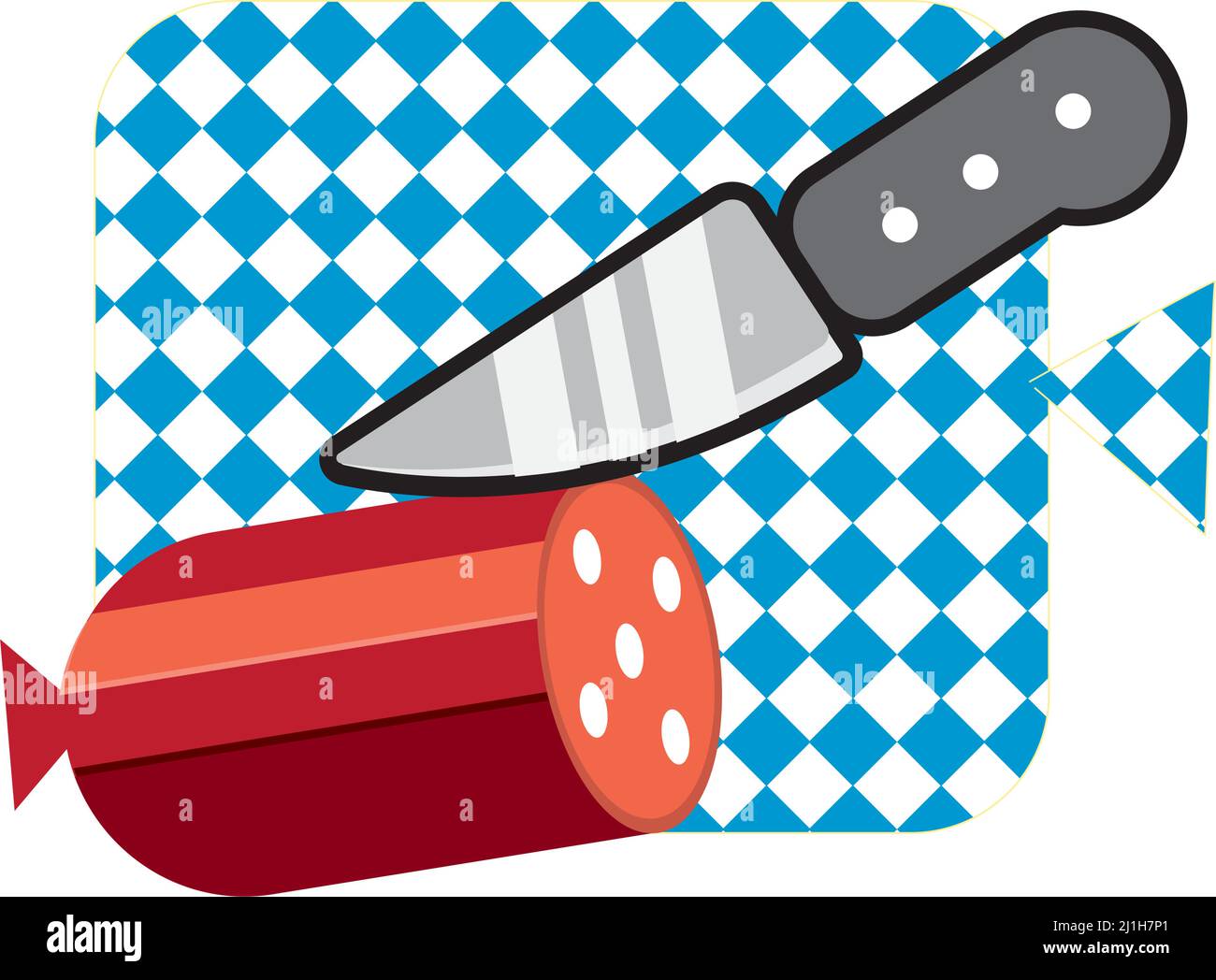 Isolated german sausage with a knife Vector Stock Vector Image & Art