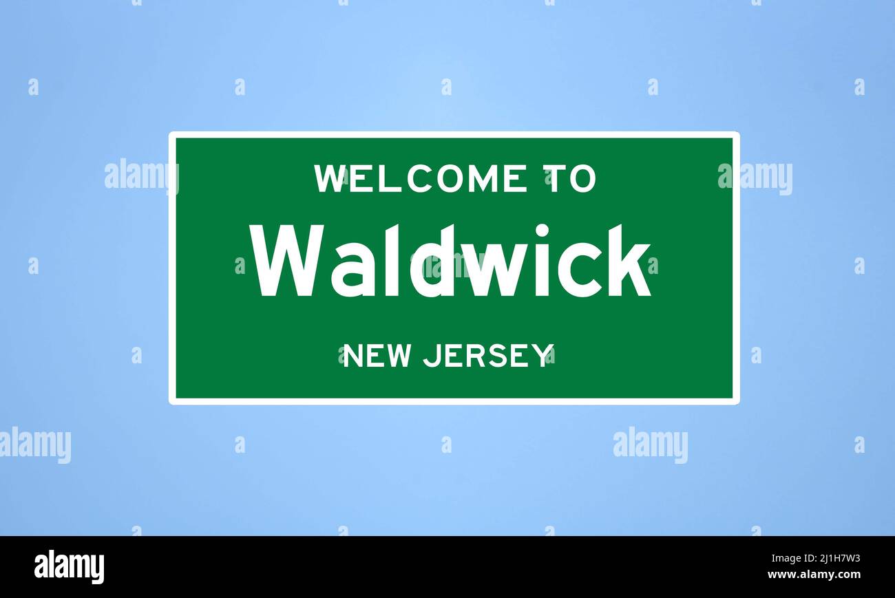 Waldwick, New Jersey city limit sign. Town sign from the USA Stock