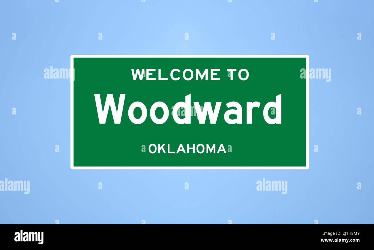 Woodward, Oklahoma city limit sign. Town sign from the USA. Stock Photo