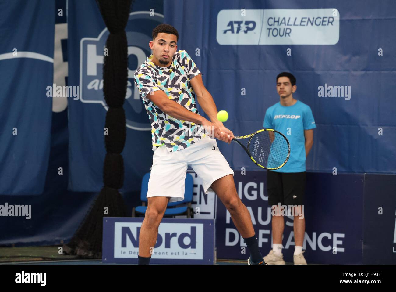 Lille, France. 25th Mar, 2022. Arthur Fils during the Play In Challenger  2022, ATP Challenger Tour tennis tournament on March 25, 2022 at Tennis  Club Lillois Lille Metropole in Lille, France -