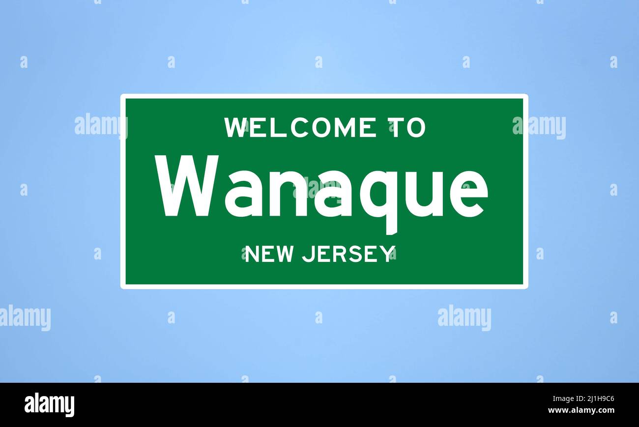 Wanaque, New Jersey city limit sign. Town sign from the USA Stock Photo Alamy