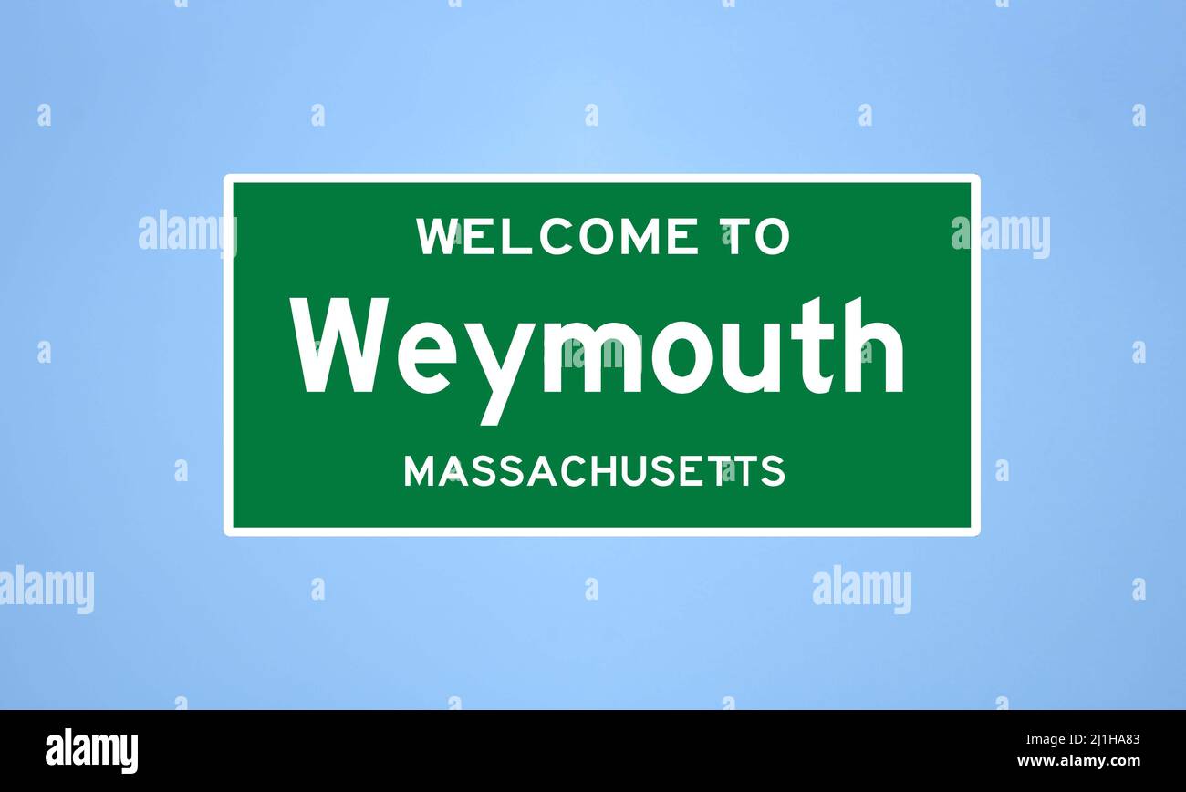 Weymouth, Massachusetts city limit sign. Town sign from the USA Stock Photo Alamy