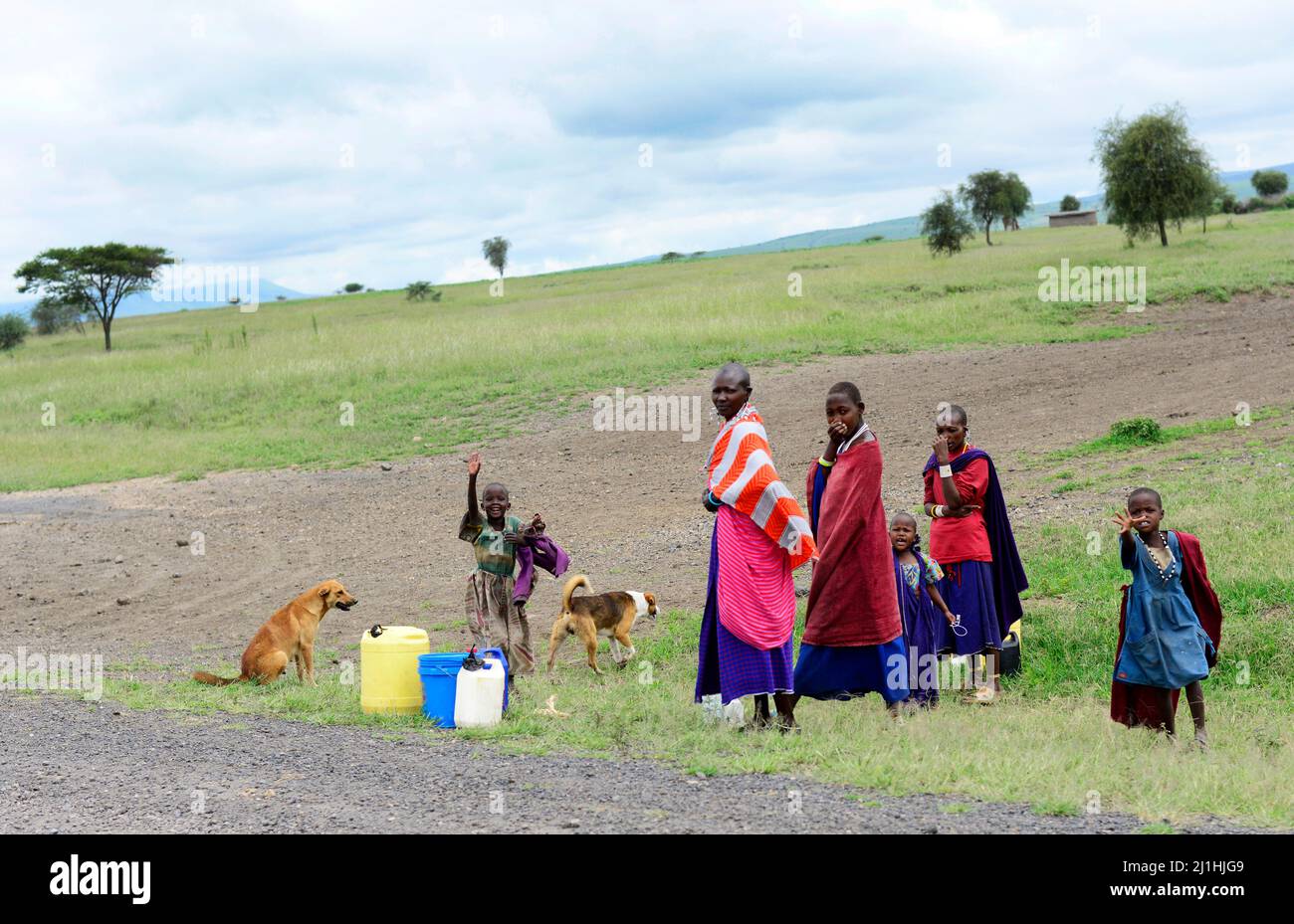 Maasai people in the Arusha region in northern Tanzania. Stock Photo