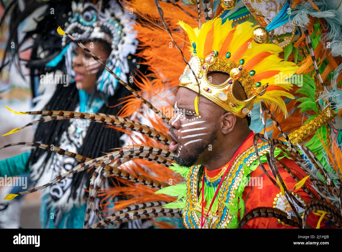 Performers take part in a traditional Bahamian Junkanoo celebration in  Parliament Square, Nassau, Bahamas, prior to the arrival of the Duke and  Duchess of Cambridge on day seven of their tour of
