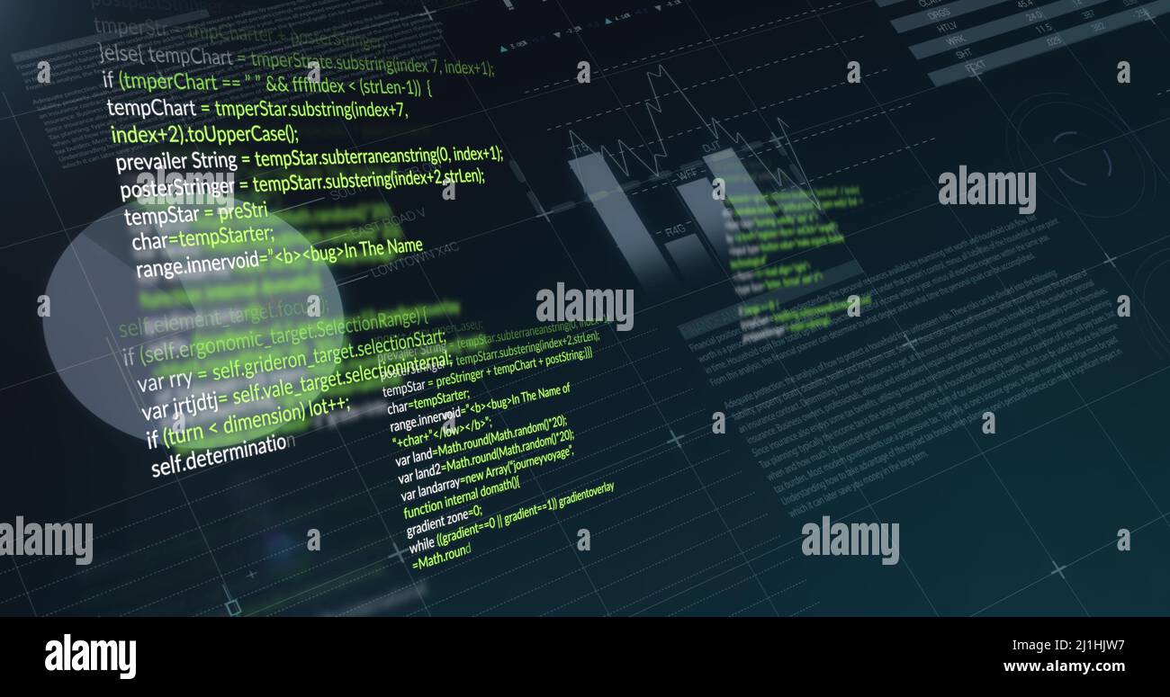 Image of data processing on black background Stock Photo - Alamy