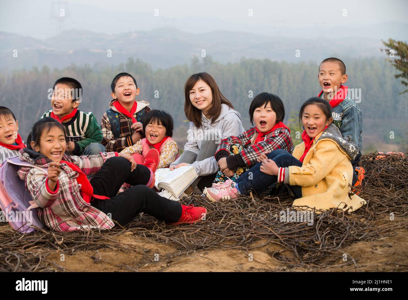 Small Group Teaching Rural Rural teachers and pupils learning in the open air Stock Photo - Alamy