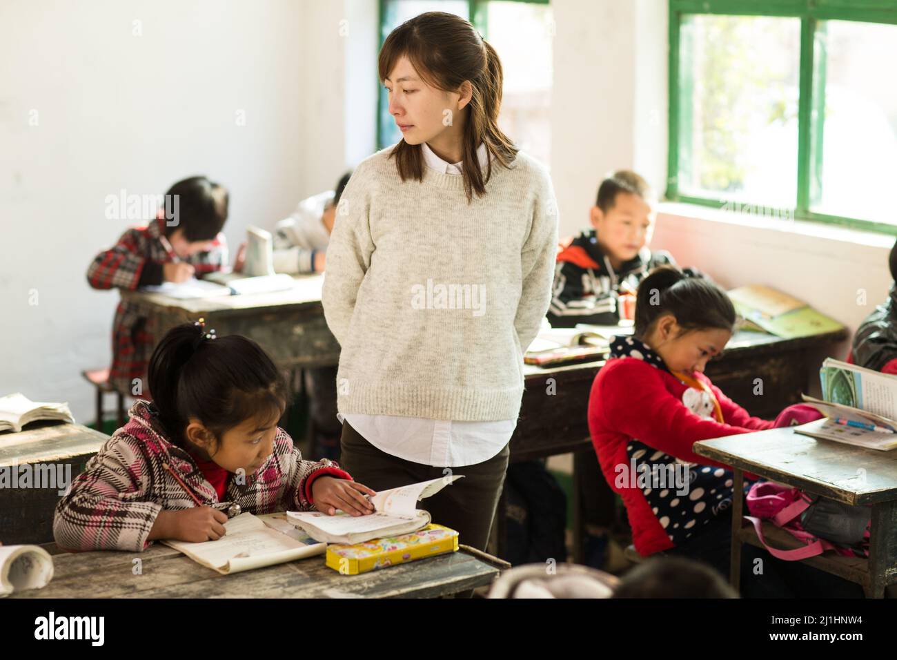 Rural women teachers and pupils in the classroom Stock Photo Alamy