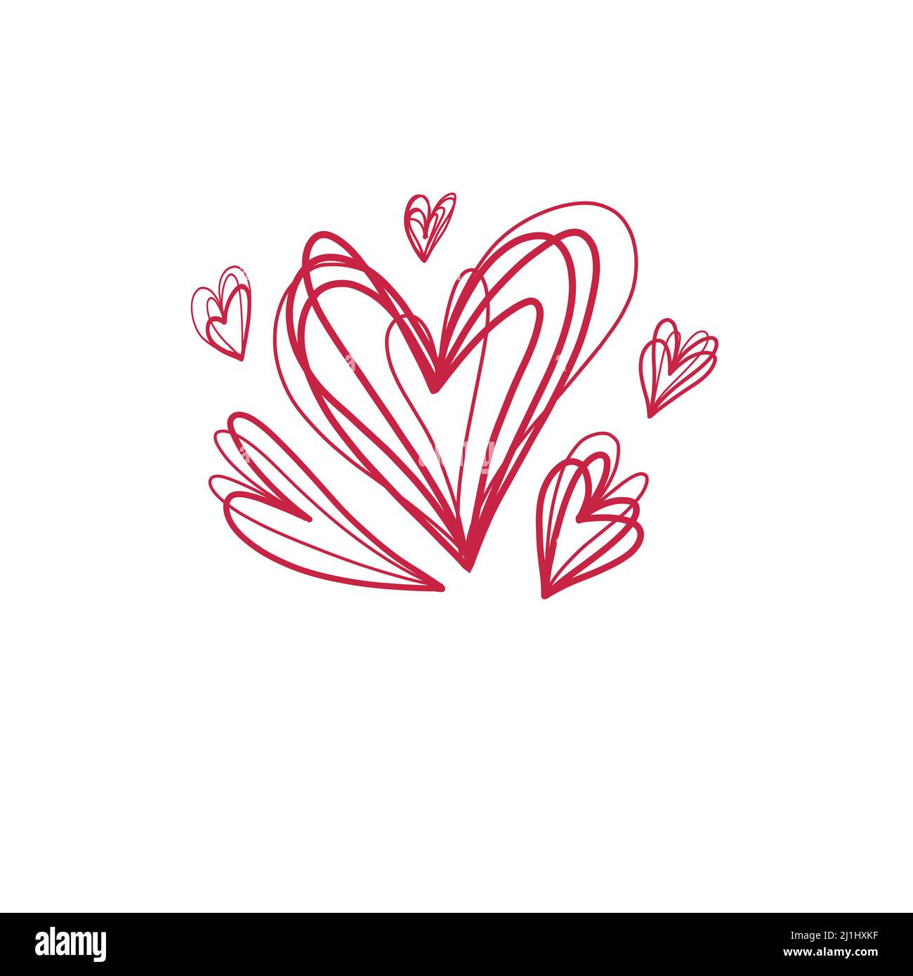 Vector clip art pencil sketch of red heart on white background. Scribble symbol of love for Valentine's day. Festive sign with hatching isolated Stock Vector