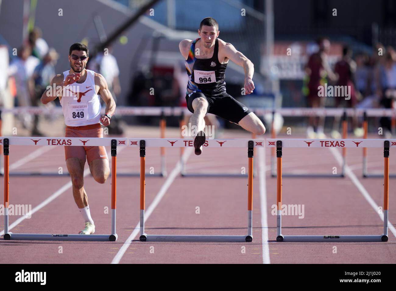 David Kendziera wins the invitational 400m hurdles at 49.20 during the 94th Clyde Littlefield