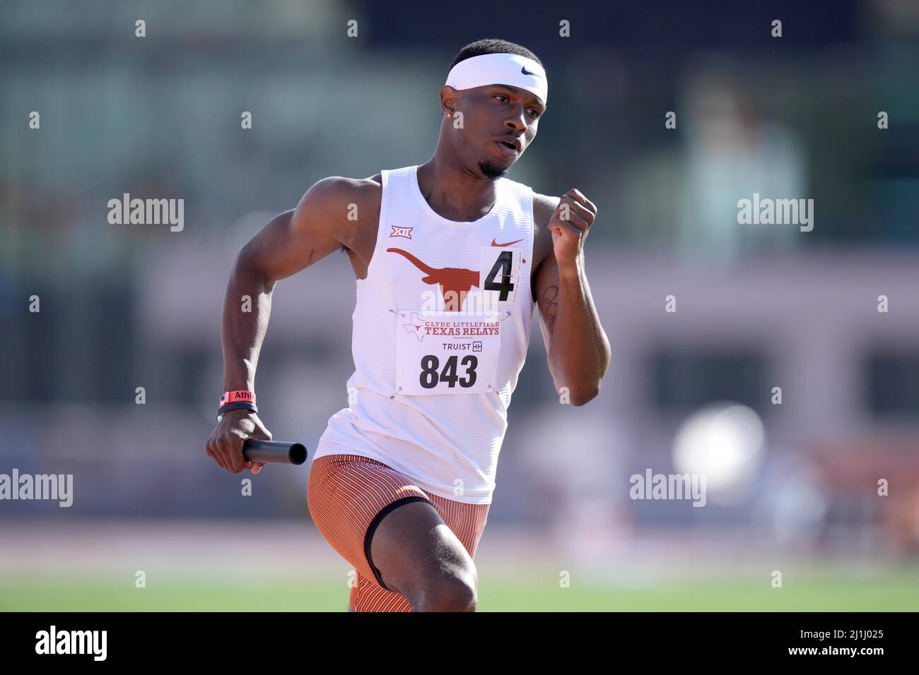 Jonathan Jones runs the anchor leg on the Texas Longhorns spring medley