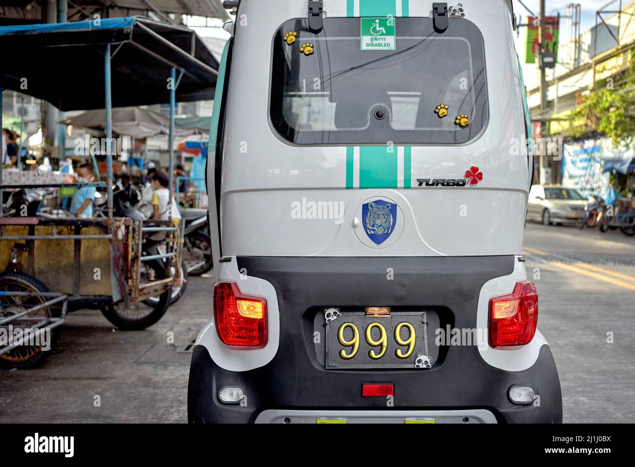 999 lucky number plate which is considered a very lucky number in Thailand. Southeast Asia Stock Photo