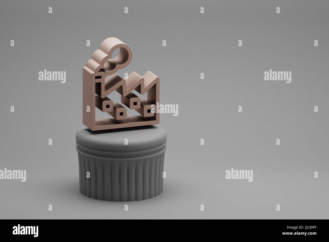 Beautiful abstract illustrations factory symbol icons on a column stand ...