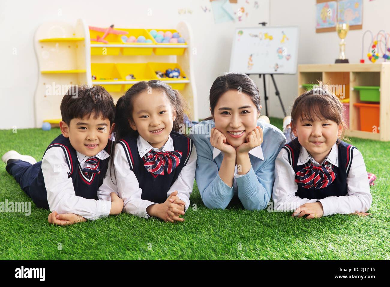 The pupils on the grass Stock Photo