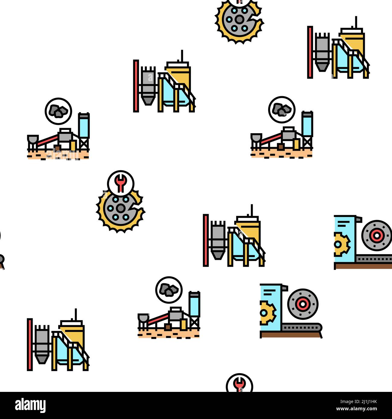 Mining Processing Vector Quarry Mining Industrial Process Vector Seamless Pattern Stock Vector ...