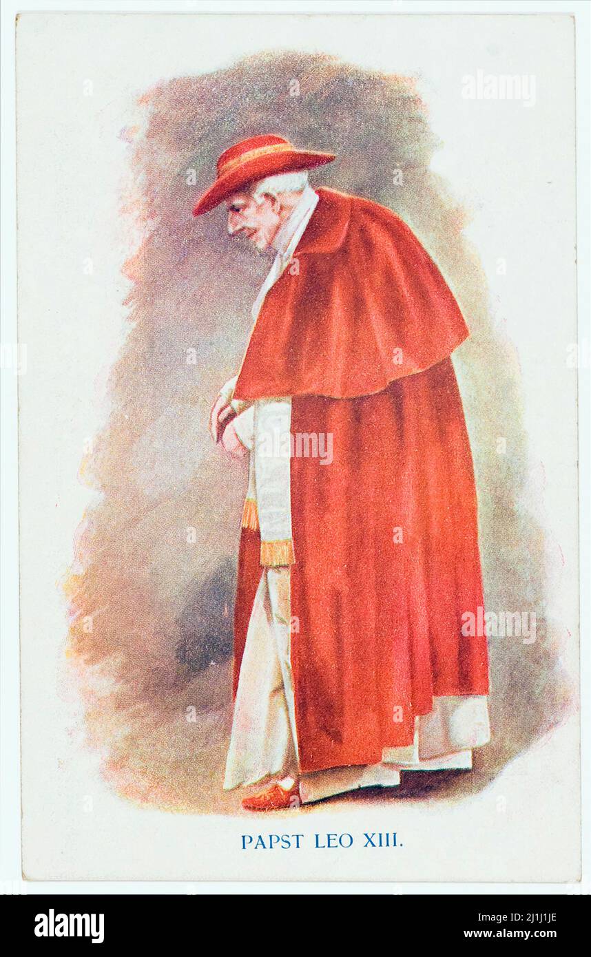 Vintage portrait of Pope Leo XIII. Pope Leo XIII (Italian: Leone XIII; born Vincenzo Gioacchino Raffaele Luigi Pecci; 1810 – 1903) was the head of the Stock Photo