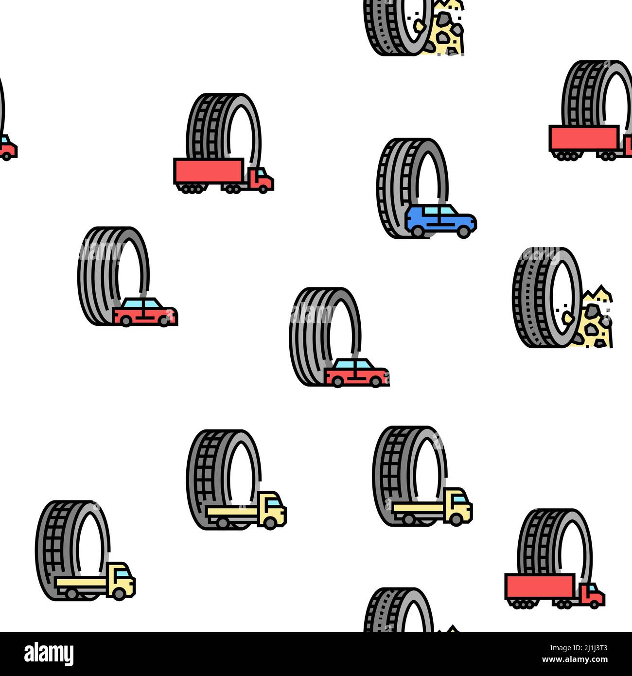 Used Tire Sale Shop Business Icons Set Vector Stock Vector
