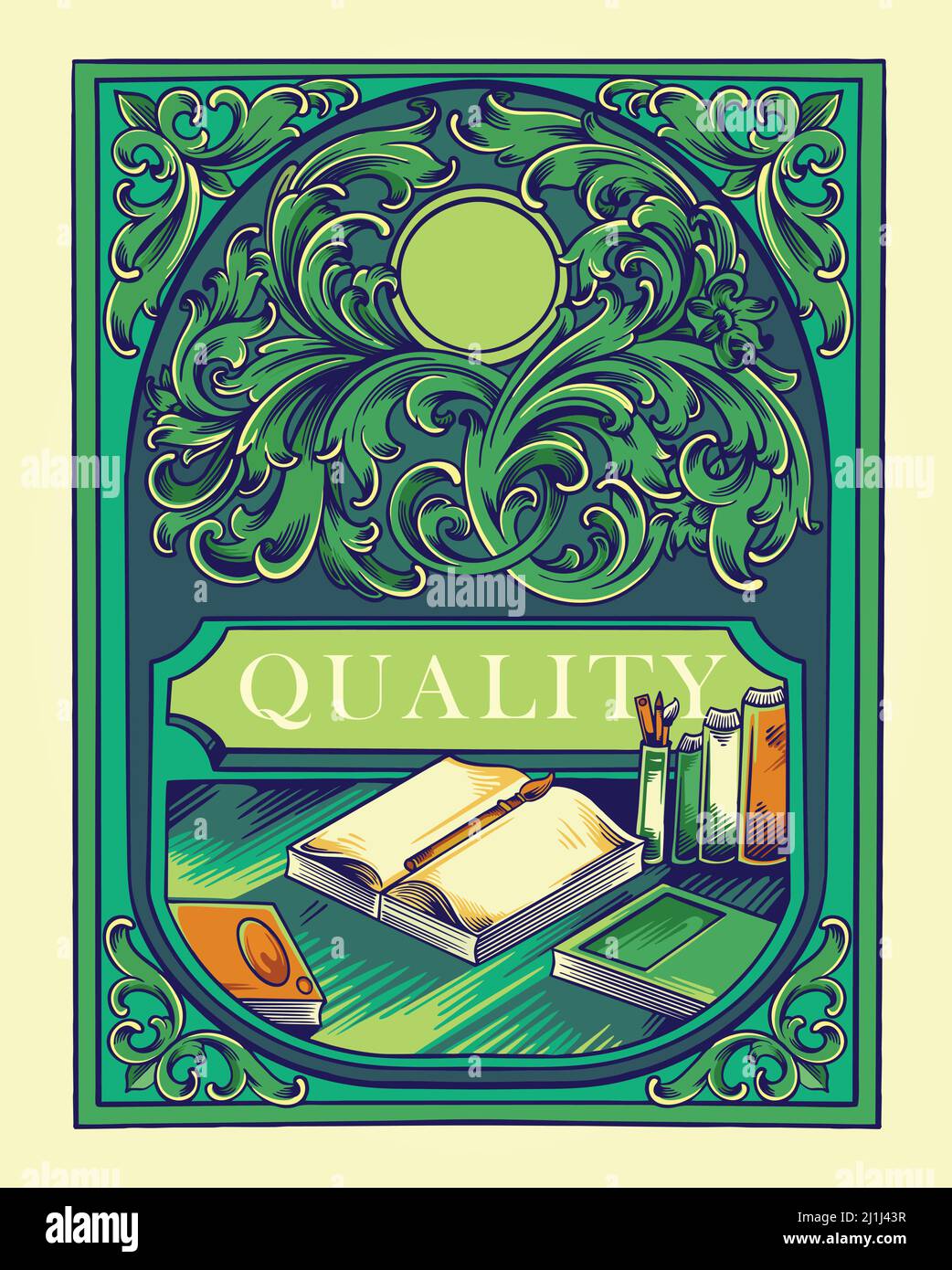 Classic elegant badge flourish ornament vector illustrations your work ...