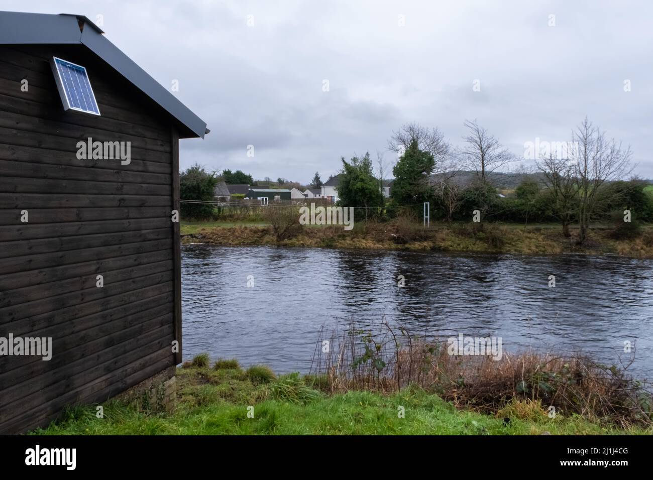 River level monitoring station on the River Cree at Newton Stewart, Dumfries and Galloway, Scotland Stock Photo