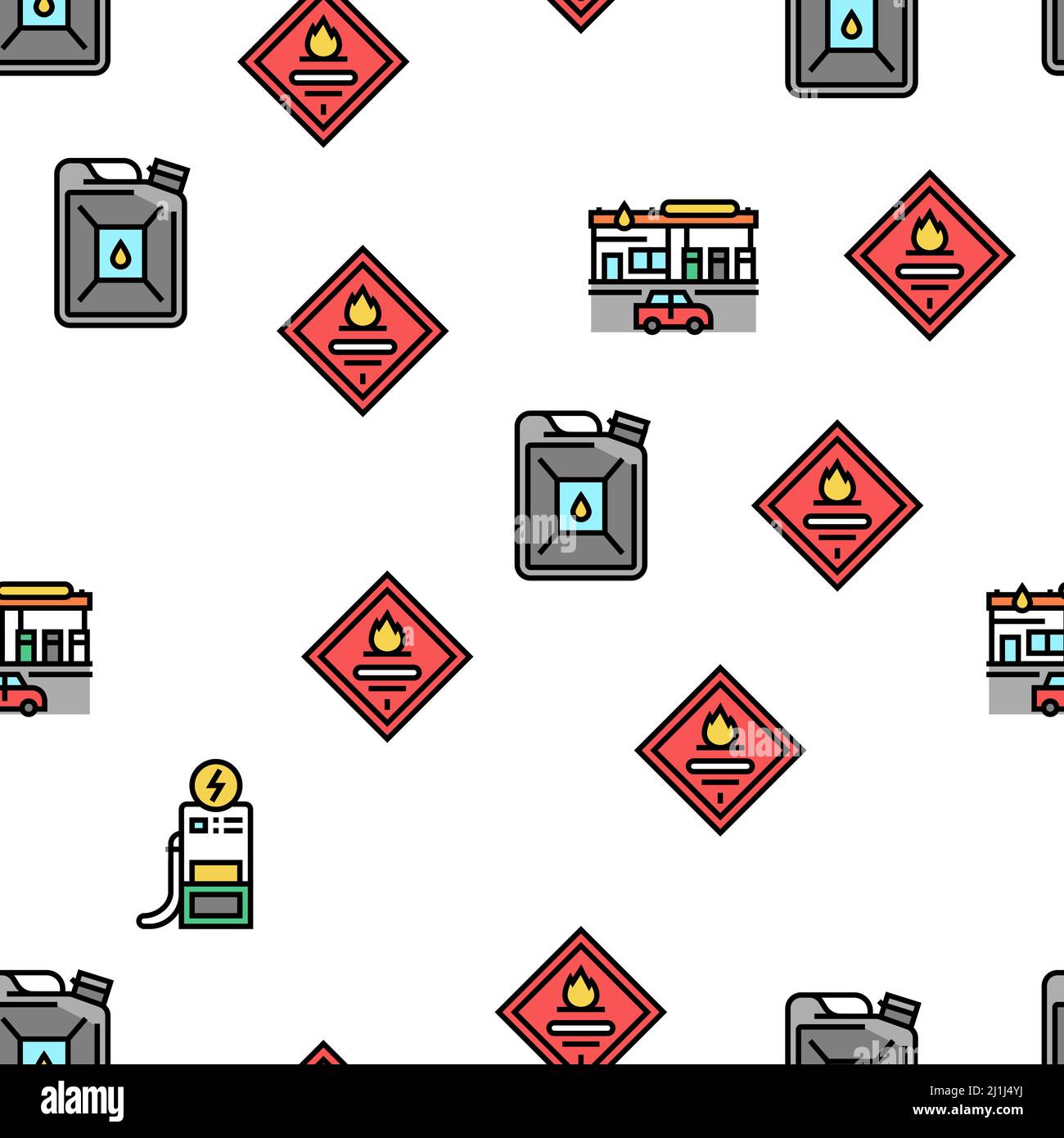 Gas Station Refueling Equipment Vector Seamless Pattern Stock Vector ...