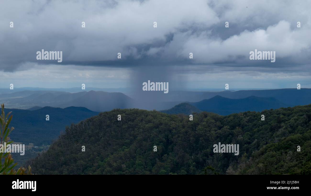 Weather passing over Cunningham's Gap, QLD Stock Photo