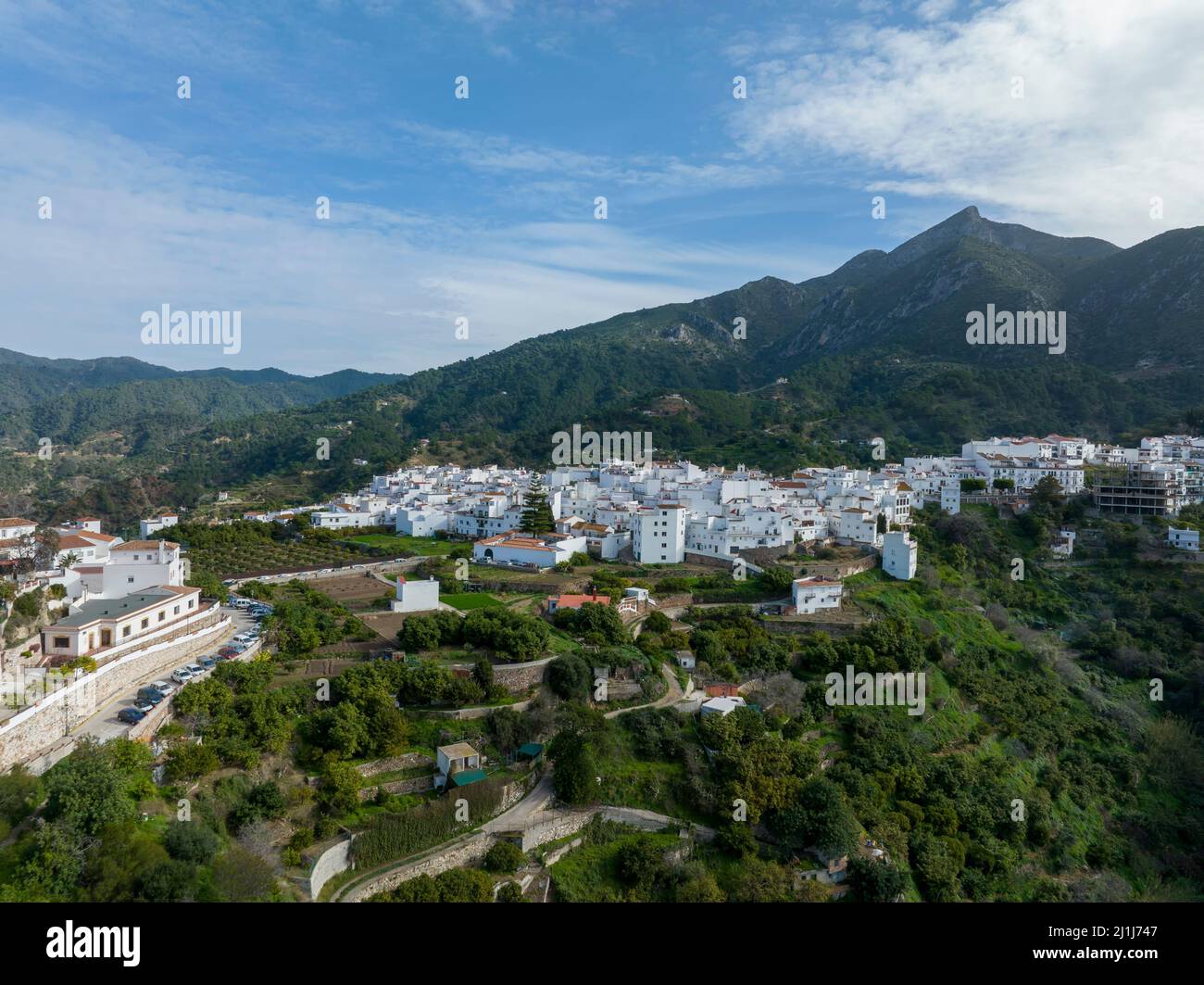 aerial view of the municipality of Istan in the province of Malaga, Spain. Stock Photo