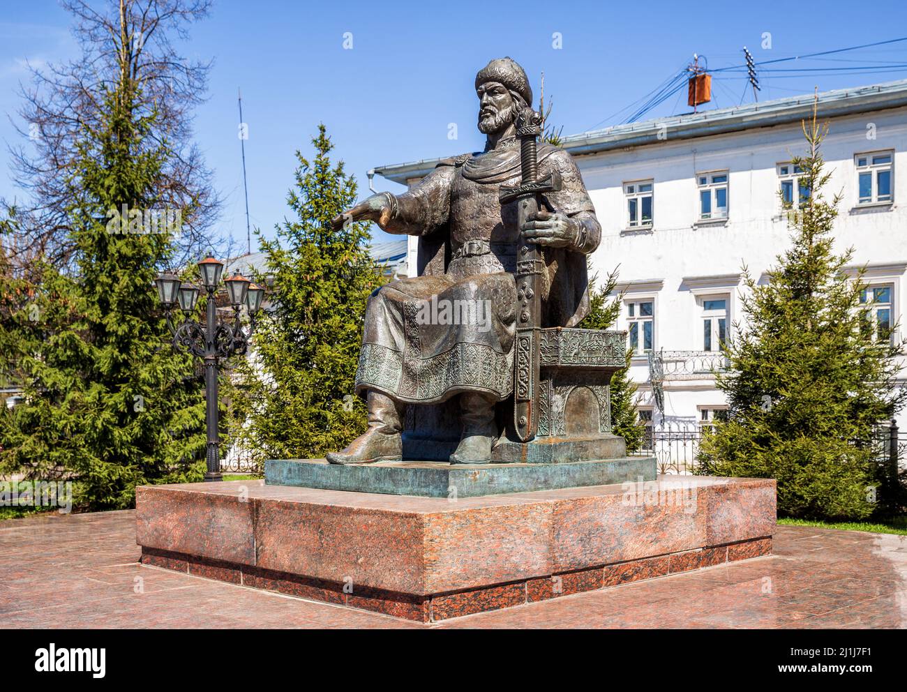 Kostroma, Russia - March, 2017: Monument to Yuri Dolgoruky, the founder of Kostroma in honor of the 850th anniversary of the city. Installed in 2003. Stock Photo