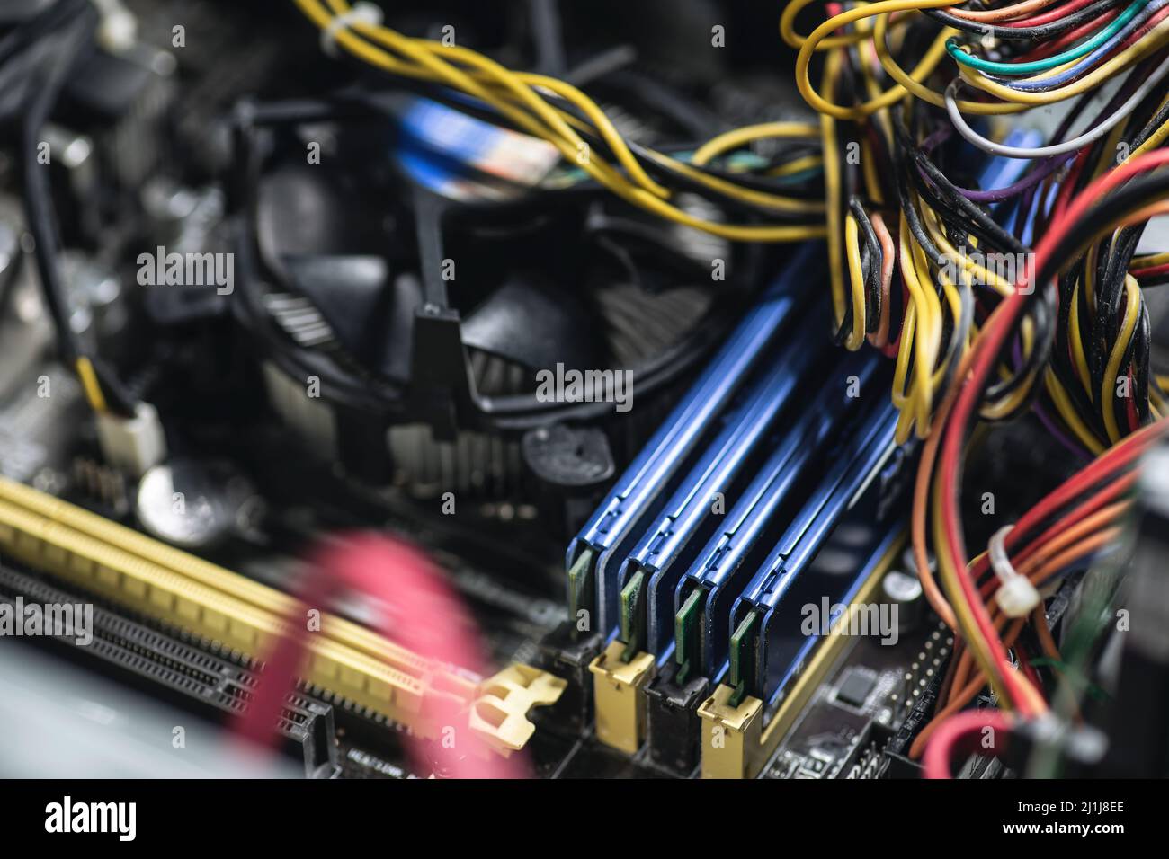 Closeup of different computer parts inside the PC Stock Photo Alamy