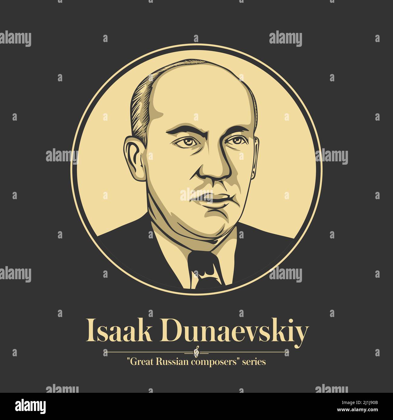 Great Russian composer. Isaak Dunaevskiy was a Soviet film composer and conductor of the 1930s and 1940s, who composed music for operetta Stock Vector