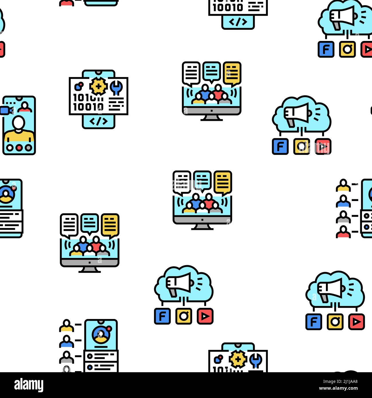 Social Networking Online App Vector Seamless Pattern Stock Vector Image ...