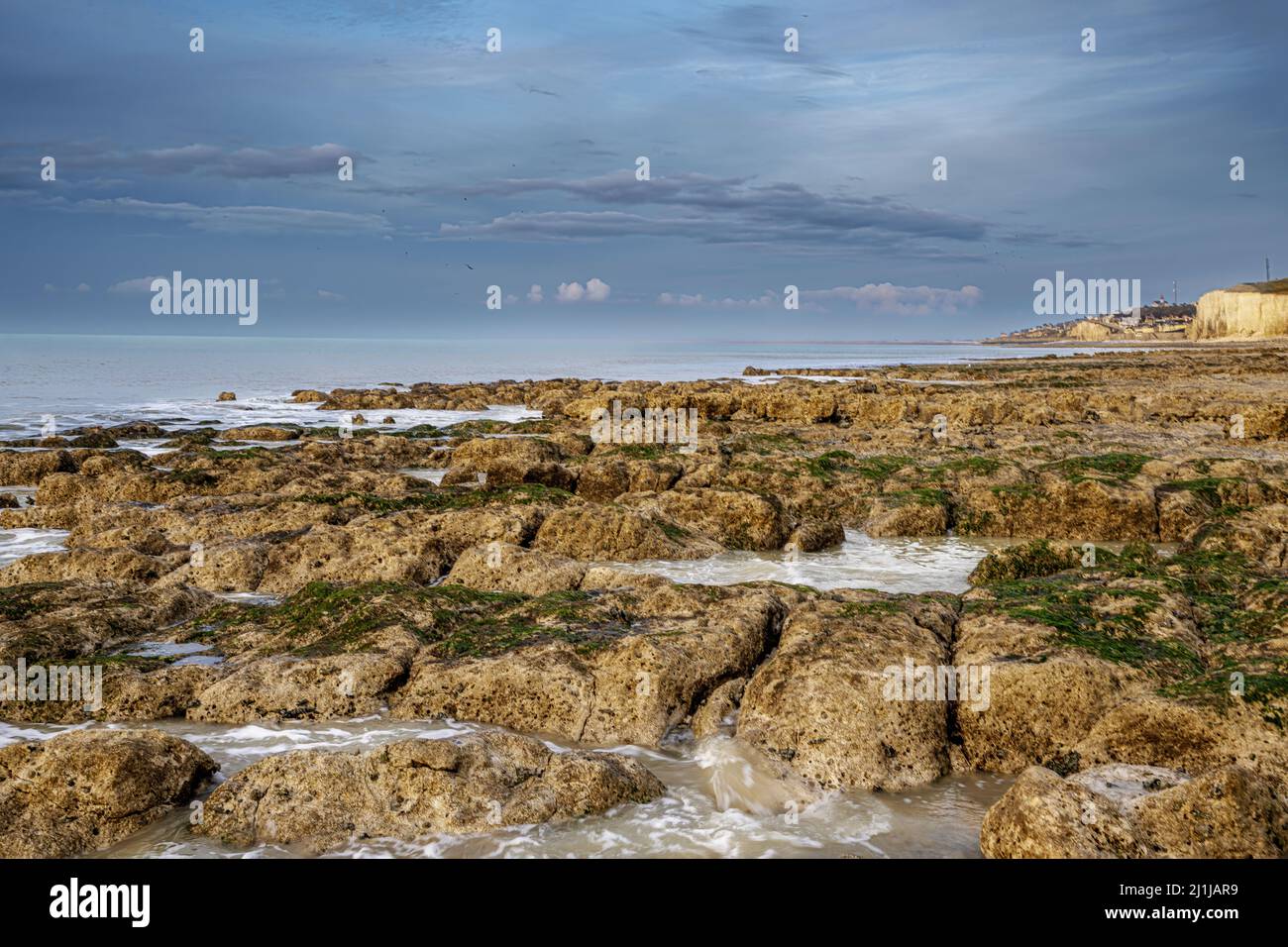 Falaises du bois de Cise. Baie de Somme Stock Photo